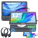 12" Dual Car DVD Players with HDMI Input, Car TV with Wall Charger, Headphones, Support USB/TF Card, Watch Same/Different Movies, HD Decoding, Last Memory