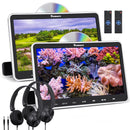 NAVISKAUTO Brand-new 10.1 Inch Dual Car DVD Player Headrest Monitors With 2 Headphones and 2 Mounting Bracket